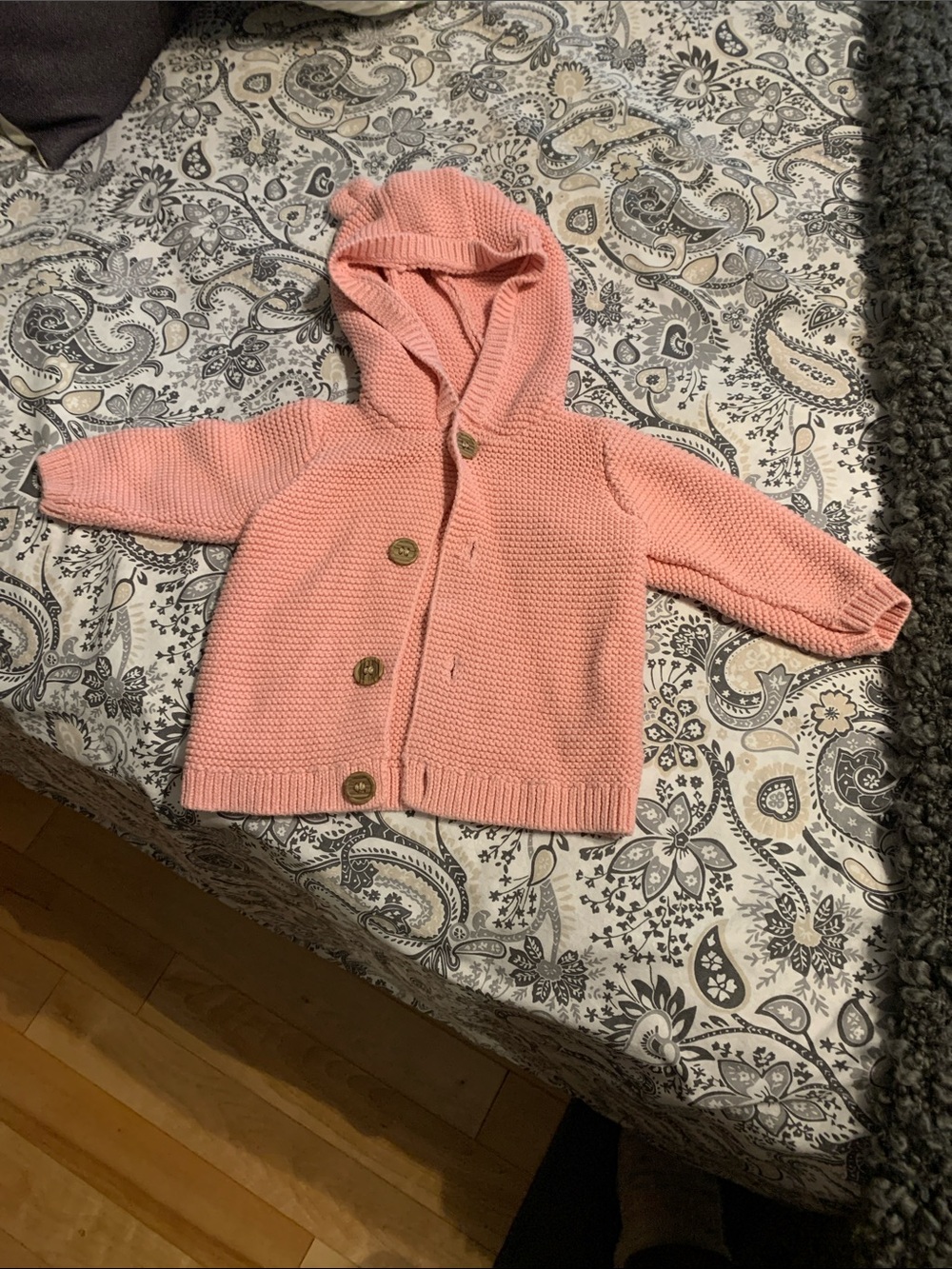 George Peach Pink Hooded Knit Baby Cardigan